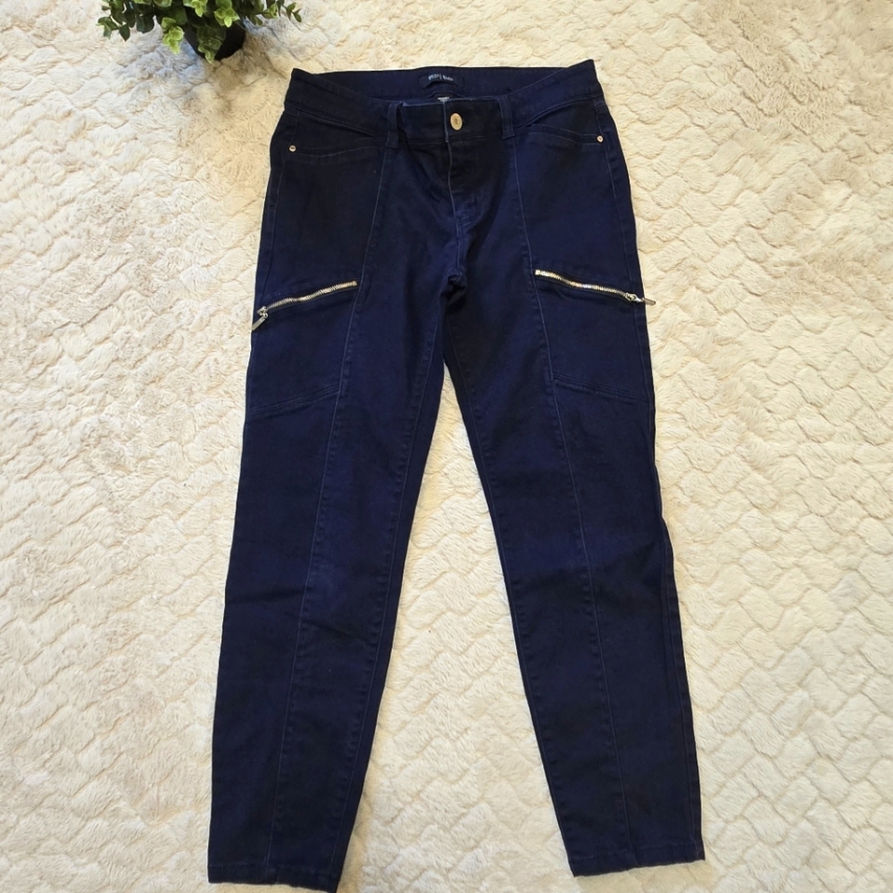 White House Black Market Navy Blue Utility Skinny Crop Pants, Size 6